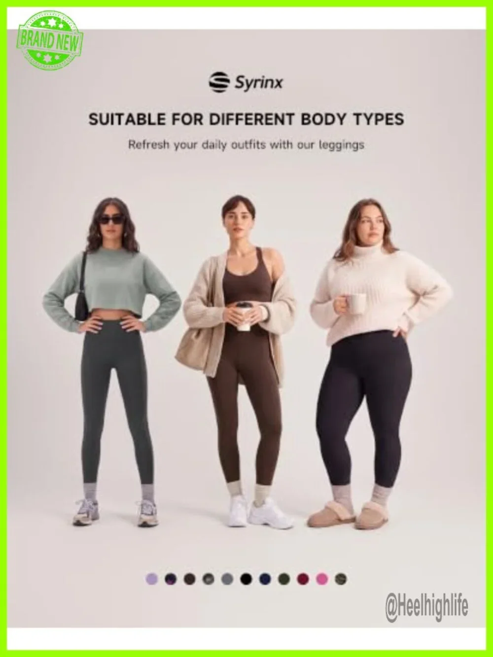 3-Pack High-Waisted Leggings with Pockets Tummy Control 92% Polyester 8% Spandex